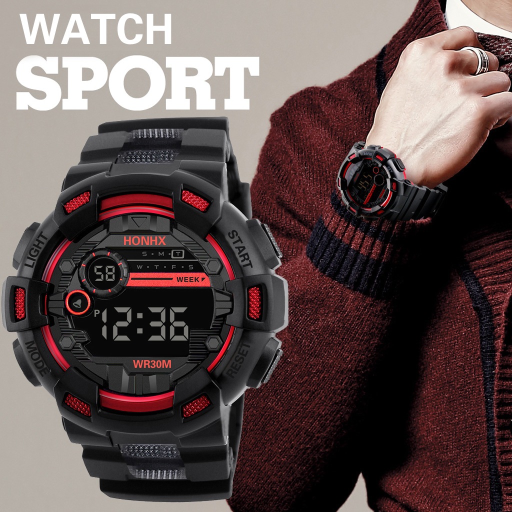 Men Fashion Electronic Watches / Waterproof Multi-Functional LED Electronic Watchs /  High Quality Belt Digital Watch / Minimalist Sports  Wristwatches Gift