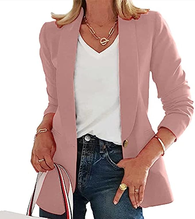 Aoysky Women's Casual Blazers Long Sleeve Lapel Button Slim Work Office Blazer Jacket Suit