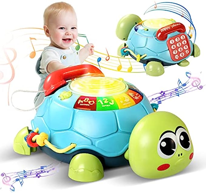 MOGEDYS Baby Toys 6 to 12 Months Learning &amp; Crawling Musical Toddler Toys, Early Educational Tummy Time Toys W/ Lights &amp; Sounds, Pretend Phone Gift for 1 Year Old Boy Girl