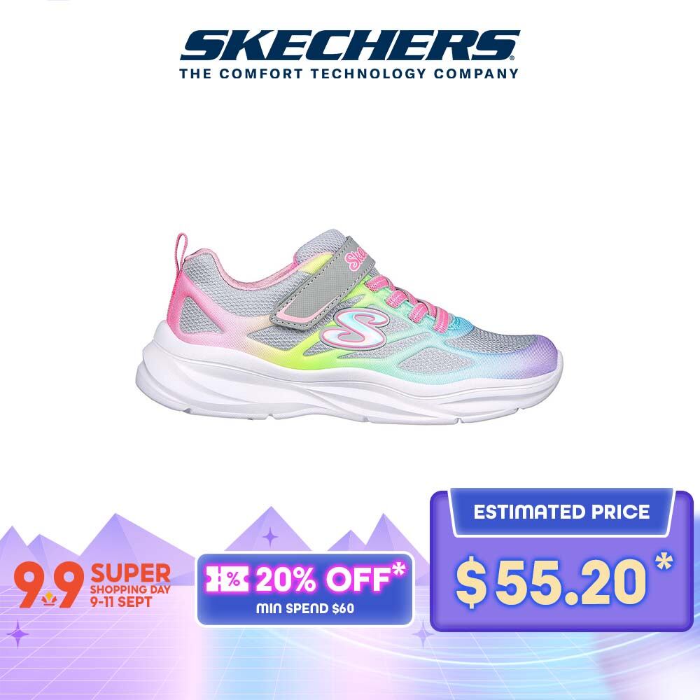 Skechers Girls Power Jams Shoes - 303503L-GYMT Machine Washable